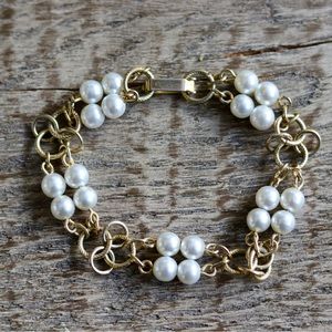 Vintage Goldette bracelet gold tone and digaun pearl